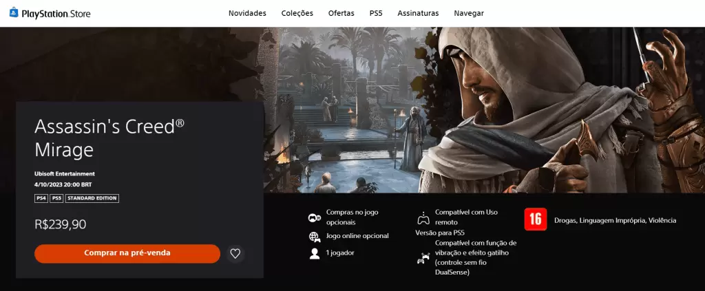 Preço Assassins Creed Mirage