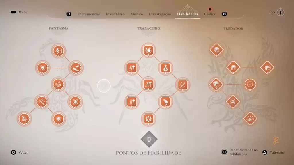 Habilidades em Assassins Creed Mirage